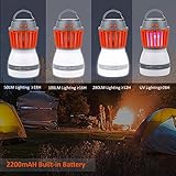 Bawoo Campinglampe UV Licht Insektenvernichter Mückenkiller Camping Lantern IP67 wasserdicht tragbar Mückenvernichter Zeltlampe USB Wiederaufladbar für Innen und Außen - 2